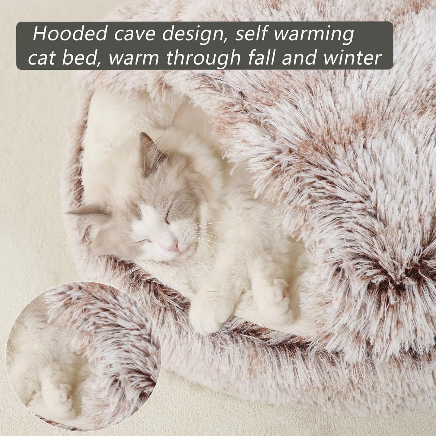 2-in-1 Round Cushion & Warm Pet House for Cats and Small Dogs